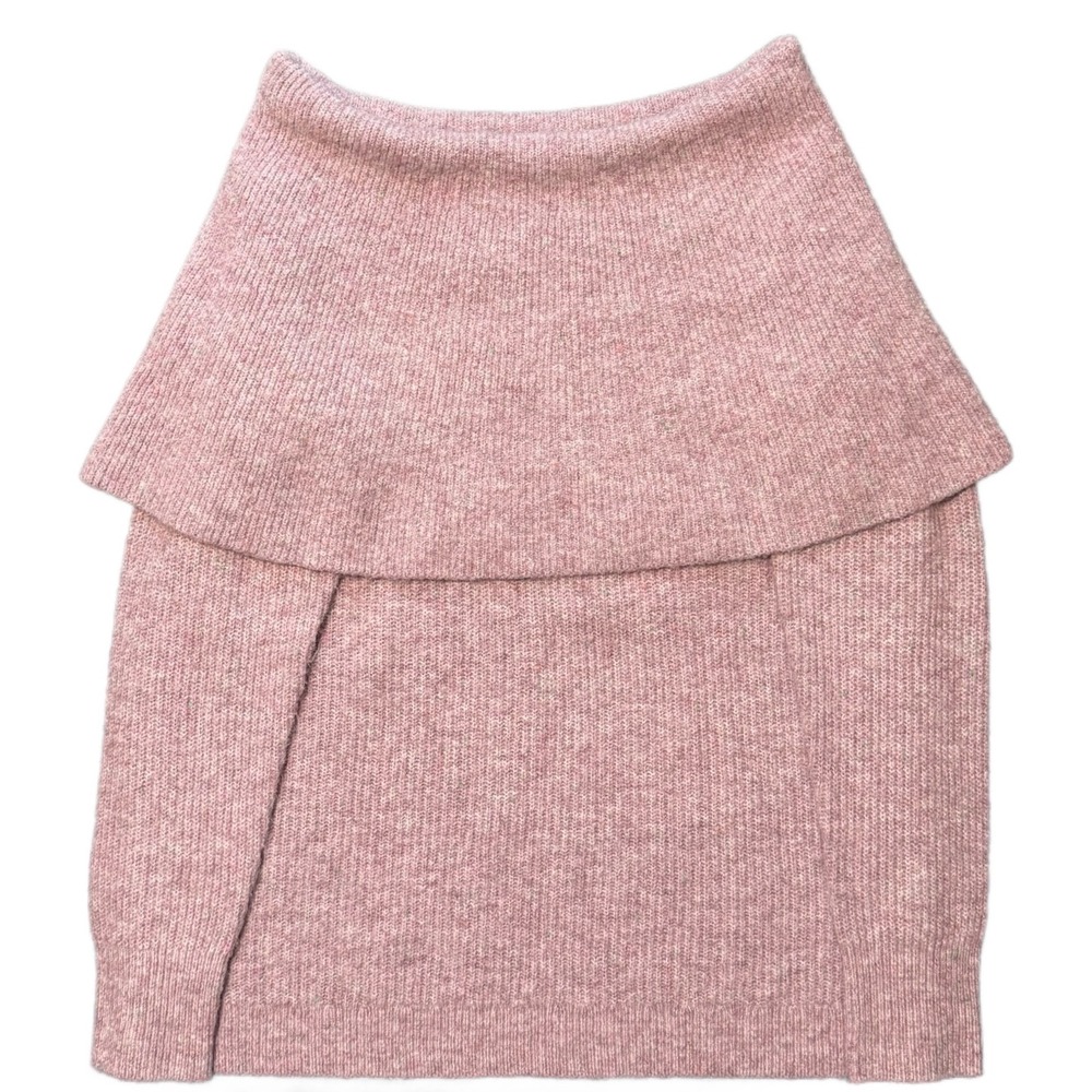 LOFT Pink Ribbed Off Shoulder Foldover‎ Sweater Women's XL Soft Knit